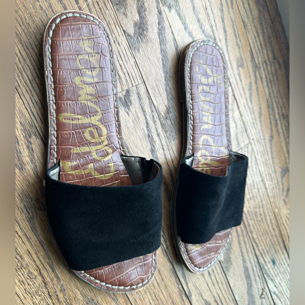 Sam Edelman Gio Slide Black Suede Shoe Sandal Sz 7.5 Women’s